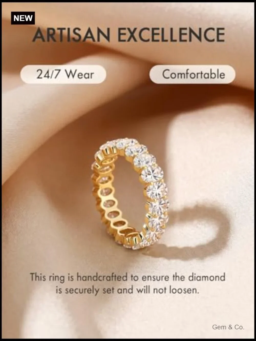 Moissanite Eternity Band 6.3ctw Shared Prong Stacking Ring 925 Silver